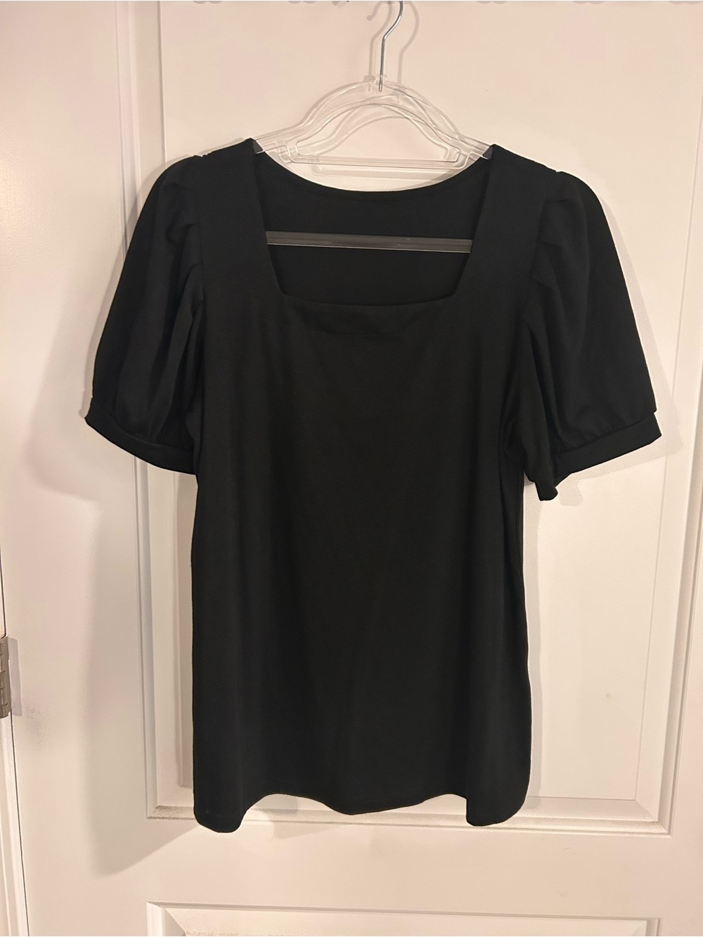 Classic Black Square Neck Puff Sleeve Top